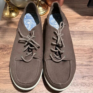 OluKai Manoa Men's Size 10 Brown Canvas Twill Casual Classic Lace Up Sneaker